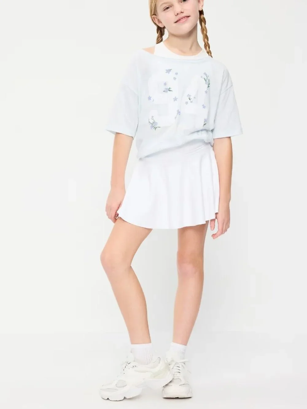 Old Navy Girl’s PowerSoft Active-Wear High-Waist Skort (Calla Lilies Off White)